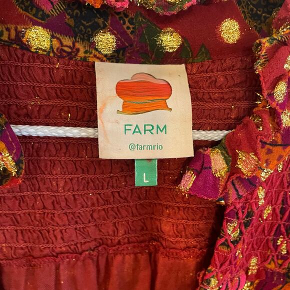 FARM Rio Banana Flowers dress size Large *missing beaded tie* - Picture 4 of 16